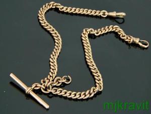 9K Victorian Rose Gold Heavy Link Pocket Watch Fob Chain Birmingham