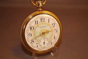 Waltham Pocket Watch, 14 Kt. Outstanding Case, Fancy Pvt. Label Dial & Movement