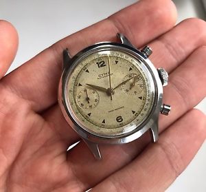 Very Rare Vintage Cyma Watersport Large Size 38mm Clamshell Chronograph C. 1940s