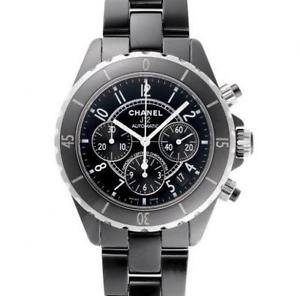 Free Shipping Pre-owned CHANEL J12 Black Chronograph Automatic Roll H0940 Men's