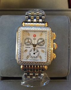 Authentic Michele Deco Diamond Two Tone Gold MOP MWW06P000108 Ladies Watch