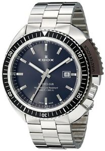 Edox 53200 3NGM GIN Mens Watch Hydro-Sub Grey Dial Quartz Black Master Lock 500M