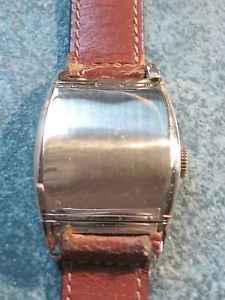 1932 Hamilton "Flintridge" 14 kt YG 979 Deco wrist w fact box, strap 14kt buckle