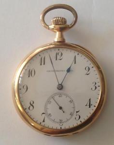 ANTIQUE "CRONOMETRO REAL" OPEN FACE POCKET WATCHE 18K GOLD GENEVE 1897 YEAR!