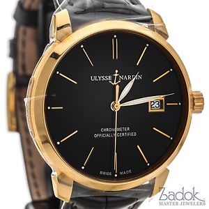 Ulysse Nardin Classico 40mm 18k Rose Gold Automatic Watch Black 8156-111-2/92