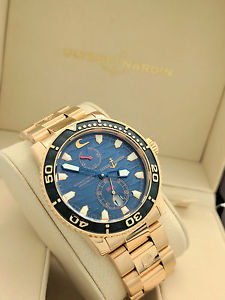 Ulysse Nardin Maxi Marine Blue Surf Blue Dial 18k Rose Gold Men's Watch 266-36