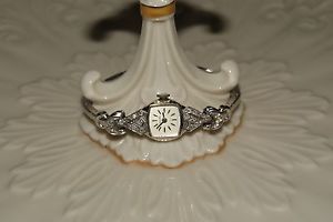 Vintage Diamond 14k White Gold Ladies Antique Estate Watch .50 ctw  Rare