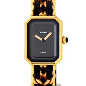 Auth CHANEL Premiere L  Women's Quartz GP&Leather  204119