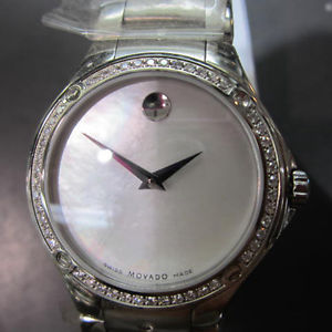 MOVADO MEN'S WATCH QUARTZ ALL S/S SAPPHIRE DIAMOND ORIGINAL SWISS 0605906 NEW