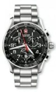 Victorinox Swiss Army Silver Stainless Band Black Dial - Men's Watch 241443
