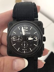 Bell & Ross Black Carbon Chronograph Automatic Watch Pre-OwenWith Box And Papers