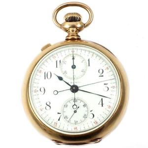 14k Yellow Gold J.B. Chambers & Co. Swiss Split Second Chrono Pocket Watch