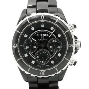 Auth CHANEL J12 Chronograph H2419  Men's Automatic Ceramic&SS&Diamond 196616