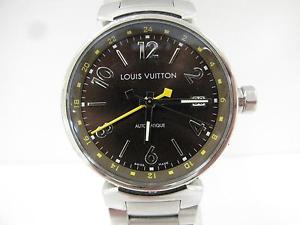 Auth Louis Vuitton Tambour GMT Automatic Stainless Steel(SS) Men     Q11313