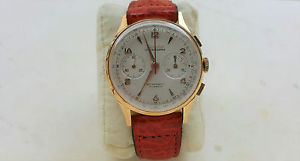 VINTAGE EXACTUS CHRONOGRAPH SUISSE TRIPLE SIGNED 18K GOLD NEAR NOS!