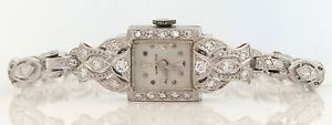 VINTAGE 14K WHITE GOLD HAND-WINDING HAMILTON WATCH WITH 1.00 CTW DIAMONDS! #P95