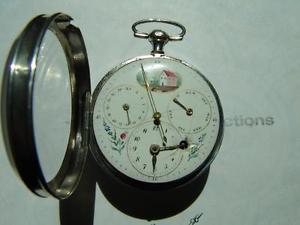 Exceptional Silver Case Verge Calendar Pocket Watch