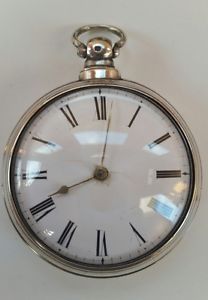 Verge fusee pocket watch, silver paired case.