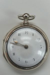 Verge fusee pocket watch, silver paired case.