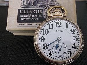 ILLINOIS , BUNN SPECIAL 21 JEWEL, 161A, RARE AND MINTY