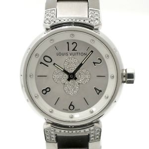 Pre-owned Louis Vuitton Tambour Forever Q121P Diamond SS x Quartz Watch,AS