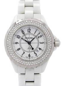 CHANEL Women's Watch J12 white ceramic a bezel diamond H0967