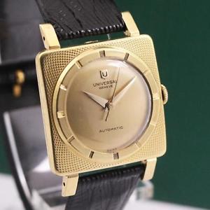 1950's ECCENTRIC UNIVERSAL GENEVE 18K SOLID YELLOW GOLD AUTOMATIC MEN'S WATCH
