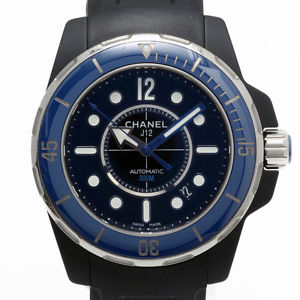 CHANEL J12 Marine 38 H2561 CE Rubber Black Automatic Mens Watch Only FS EC #1244
