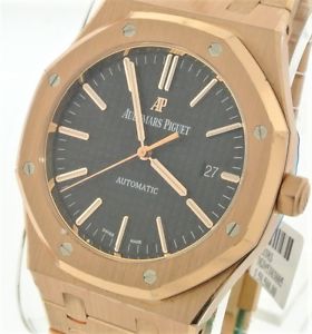Audemars Piguet Royal Oak 18k Pink Gold Black Dial 41mm 15400OR.OO.1220OR.01 New