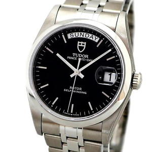Pre-owned TUDOR 76200 Prince Date-Day Stainless Automatic Black Dial Watch,AS
