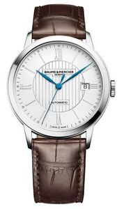 BAUME ET MERCIER CLASSIMA EXECUTIVES 10214 BROWN LEATHER MENS AUTOMATIC  WATCH