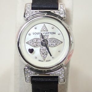 Pre-owned Louis Vuitton Q151J Tambour Viku Diamond Limited Ed. Quartz Watch, AS