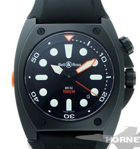 BELL&ROSS BR02-20-S Carbon Pro Marine Diver Automatic Black Watch Used Rare