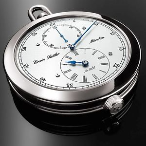 ERWIN SATTLER MONTRE DE POCHE MONTRE DE POCHE DE LUXE ARGENT 925 RHODIÉ