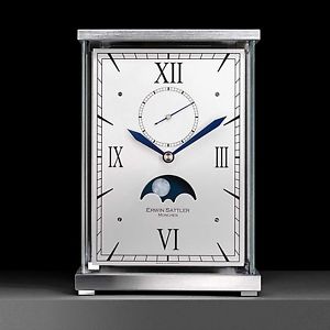 ERWIN SATTLER RELOJ DE SOBREMESA DE LUJO LUNARIS LATÓN PULIDO Y CROMADO