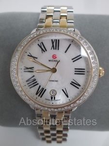 NEW Michele Serein 16 Diamond Two Tone Gold & Silver Watch MW21B01C5025 Box NIB