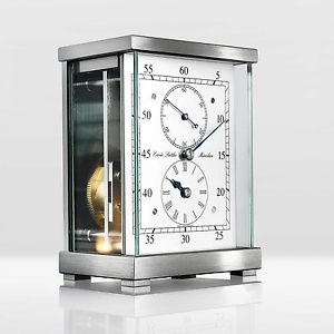 ERWIN SATTLER HORLOGE DE TABLE DE LUXE STELLARIS LAITON POLI ET CHROMÉ