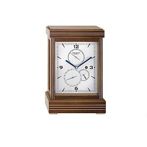 ERWIN SATTLER RELOJ DE SOBREMESA DE LUJO MÉTRICA MADERA NUEZ INSERCIONES METAL