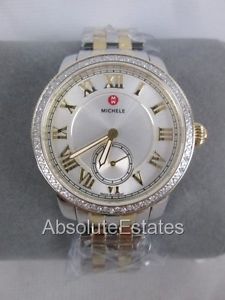 NEW Michele Harbor Gold & Silver Two Tone Diamond Watch MWW28A000002 Box NWT