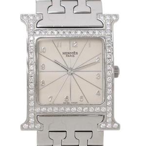 HERMES H Watch HH1.530 HH 1.530 SS Diamond Diamonds Quartz Watch White Used