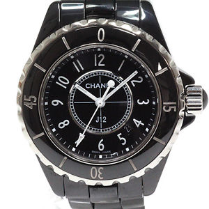CHANEL J12 Black Ceramic H0682 Black Dial Quartz Ladies Free Shipping EC #1369