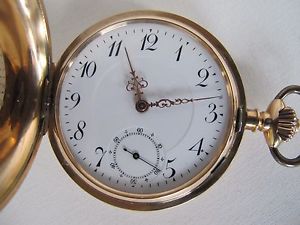 5A985 System glashutte 14k solid gold full hunter pocket watch 实金 怀表