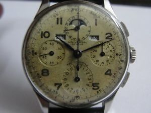 Vintage Steel Universal Geneve Tricompax Ref 22502 Chronograph Moonphase Large