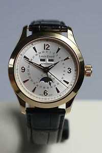 Louis Erard limitierte goldene schweizer Armbanduhr Vollkalender 18K 750/-