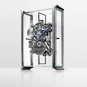 ERWIN SATTLER OROLOGIO DA TAVOLO DI LUSSO BY AUDI DESIGN OTTONE PVD E VETRO