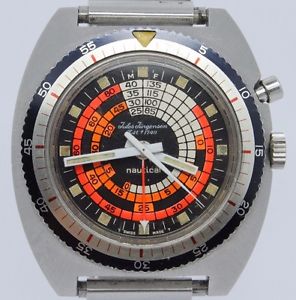 VINTAGE Jules Jurgensen Nautical Cricket Mens Alarm 41mm Steel Watch Vulcain 120