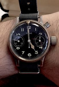 Rare Hanhart Mono Pusher German Pilots Chronograph WWII Military Watch!