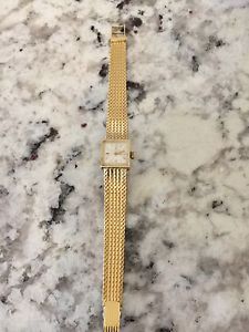 Women's Vintage Bucherer 18K Yellow Gold Watch w Mesh Band 750