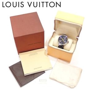 Louis Vuitton Watch Tambour GMT Q1131 Automatic Used Mint W/Box Excellent++ Rare