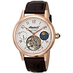 Ingersoll IN5305RG Mens White Dial Analog Mechanical Watch with Leather Strap